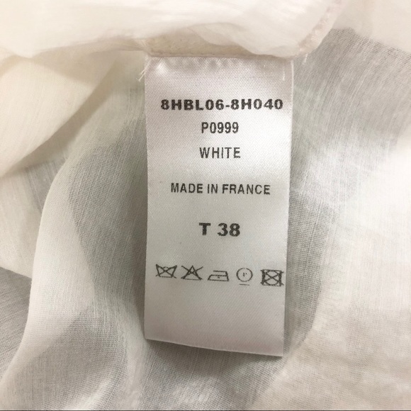 CHLOÉ Silk & Cotton Sheer Ruffle Button Up Blouse - Picture 6 of 11